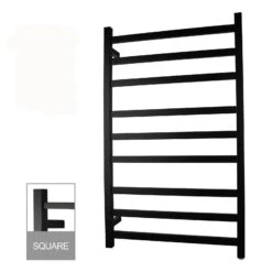 1000x600x120mm Square Matte Black Electric Heated Towel Rack 9 Bars