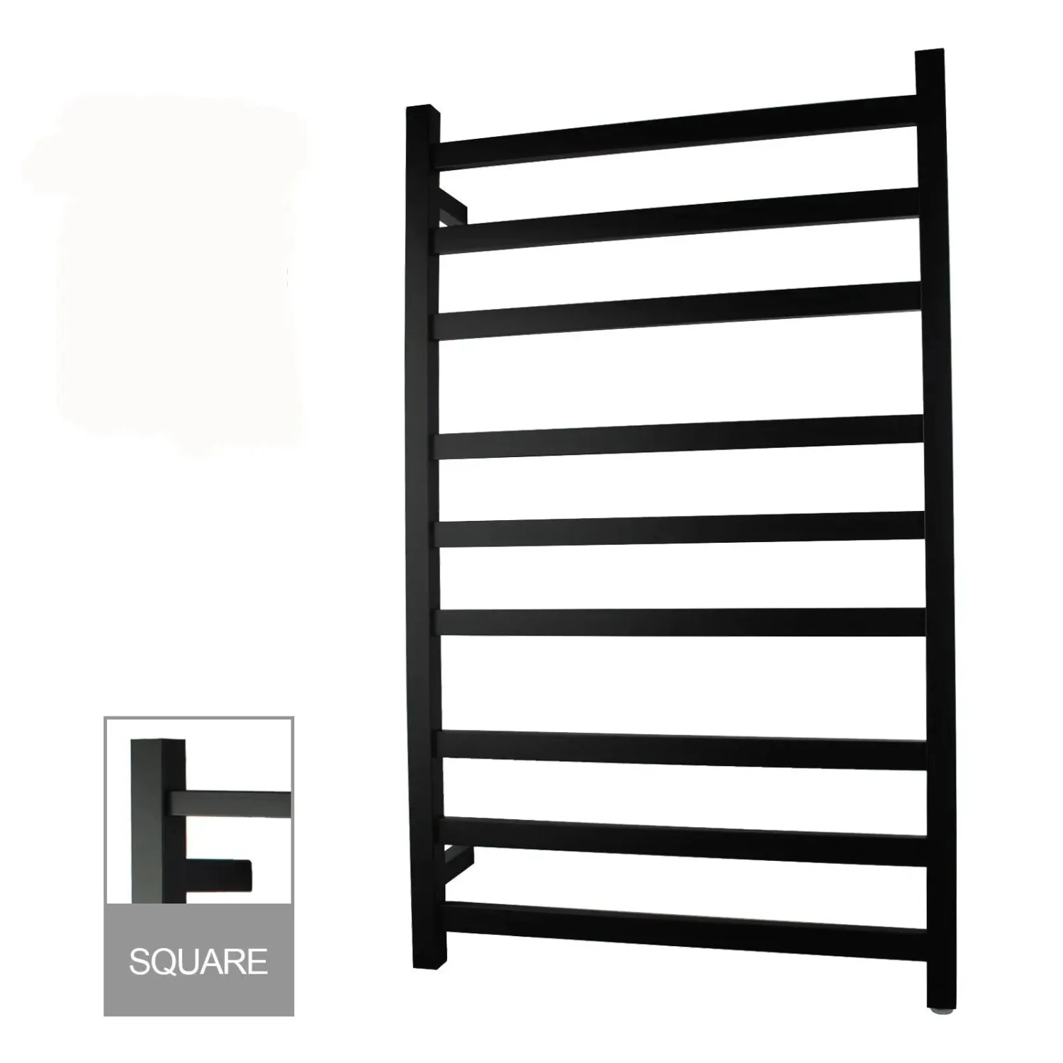 1000x600x120mm Square Matte Black Electric Heated Towel Rack 9 Bars 1000x600x120mm Square Matte Black Electric Heated Towel Rack 9 Bars -HERA Bathware Sales 1000x600x120mm square matte black electric heated towel rack 9 barsmatte blackheated towel railaquaperla 824393