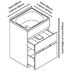 Hando Deluxe Trough & 2 Drawer Solid PVC Cabinet 600Wx500D | Cob&Pen 9 Hando Deluxe Trough & 2 Drawer Solid PVC Cabinet 600Wx500D | Cob&Pen -HERA Bathware Sales 1636172 7