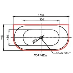 Halo MK2 Back To Wall Bathtub 1500/1700mm | Cob&Pen -HERA Bathware Sales 1654394 6