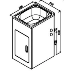 Vogue Inline 45L Trough & Metal Cabinet 500W X 600D | Cob&Pen -HERA Bathware Sales 1656890 3