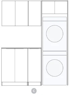 Bondi White Fluted Laundry Kit | 1715*600*2100mm -HERA Bathware Sales 1715C