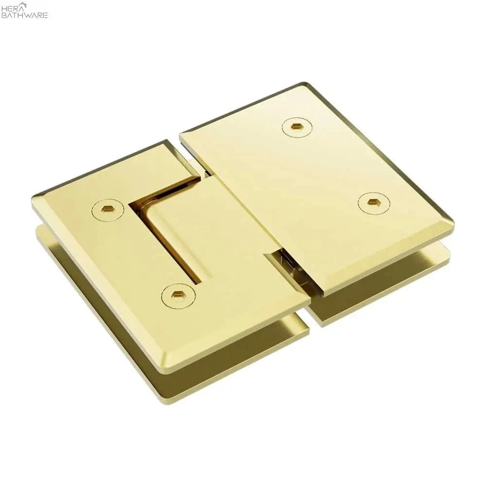 180 DEGREE GLASS TO GLASS SHOWER HINGE 10MM GLASS 180 DEGREE GLASS TO GLASS SHOWER HINGE 10MM GLASS -HERA Bathware Sales 180 degree glass to glass shower hinge 10mm glassbrushed goldshower hingenero tapware 989981
