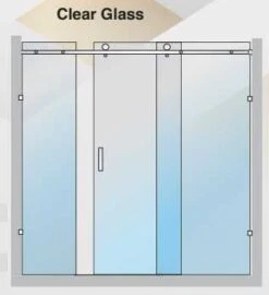 1950-2500mm Three Panel Sliding Shower Screen With Brushed Gold Hardware