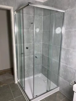 Violet Semi-Frameless *Corner Entry* Sliding Shower Screen - Chrome | Convex 4 Violet Semi-Frameless *Corner Entry* Sliding Shower Screen - Chrome | Convex -HERA Bathware Sales 1950mm semi frameless corner entry sliding screen chrome convex760mm760mmshower screenconvex 226158