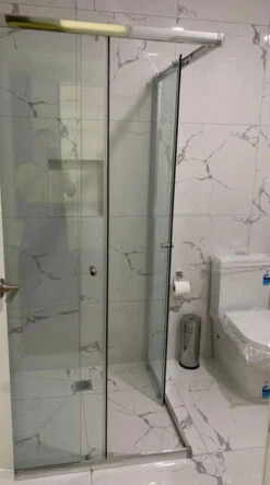 Violet Semi-Frameless *Corner Entry* Sliding Shower Screen - Chrome | Convex 5 Violet Semi-Frameless *Corner Entry* Sliding Shower Screen - Chrome | Convex -HERA Bathware Sales 1950mm semi frameless corner entry sliding screen chrome convex760mm760mmshower screenconvex 895005