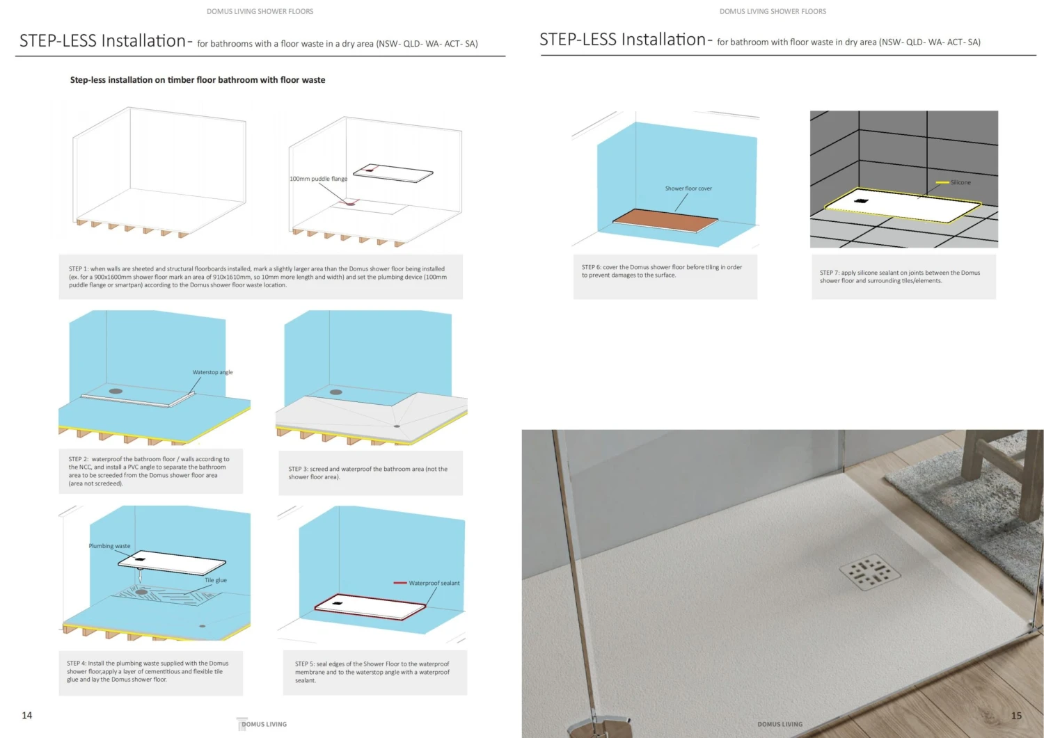 Cemento Shower Base Concrete Finish (Made In Italy) | Domus Living -HERA Bathware Sales 2025 ARCHITECTURAL SHOWER FLOOR CATALOGUE c 07 1 scaled