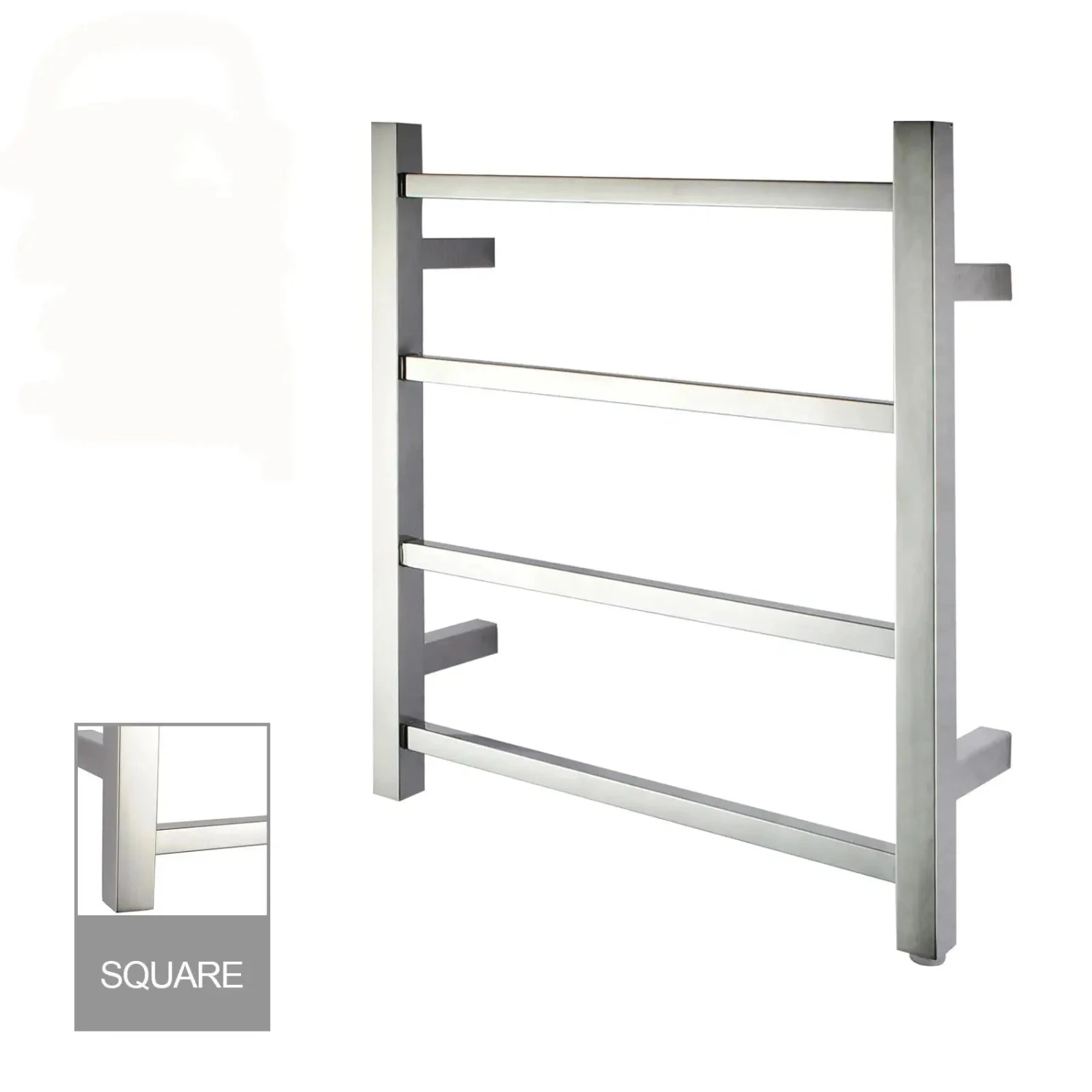 520x500x120mm Square Chrome Electric Heated Towel Rack 4 Bars 520x500x120mm Square Chrome Electric Heated Towel Rack 4 Bars -HERA Bathware Sales 520x500x120mm square chrome electric heated towel rack 4 barschromeheated towel railaquaperla 554608
