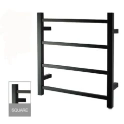 520x500x120mm Square Matte Black Electric Heated Towel Rack 4 Bars