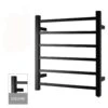 674x620x120mm Square Matte Black Electric Heated Towel Rack 6 Bars