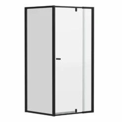 Violet 6mm Semi-Frameless Pivot Screens Matte Black | Convex -HERA Bathware Sales 6mm semi frameless pivot screens matte black convex740 820mmshower screenconvex 197109