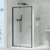 Violet 6mm Semi-Frameless Pivot Screens Matte Black | Convex -HERA Bathware Sales 6mm semi frameless pivot screens matte black convex740 820mmshower screenconvex 611345