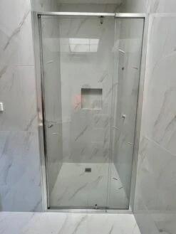 Violet 6mm Semi-Frameless RETURN Panel Chrome | Convex -HERA Bathware Sales 6mm semi frameless return panel chrome convex740 760mmshower screenconvex 282165