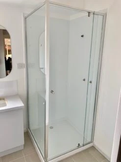 Violet 6mm Semi-Frameless RETURN Panel Chrome | Convex -HERA Bathware Sales 6mm semi frameless return panel chrome convex740 760mmshower screenconvex 918739