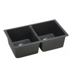 838mm Black Kitchen Sink Granite Stone Under Mount Double Bowls
