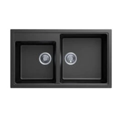 860mm Double Bowl Granite Kitchen Sink Top/Flush/Under Mount