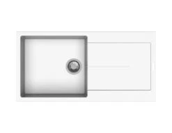 860mm Single Bowl With Drainer Board Granite Kitchen Sink Top/Flush/Under Mount -HERA Bathware Sales 860mm single bowl with drainer board granite kitchen sink topflushunder mountwhite granite quartz stonekitchen sinkaquaperla 829220