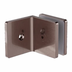 90 DEGREE GLASS TO WALL BRACKET 10MM GLASS -HERA Bathware Sales 90 degree glass to wall bracket 10mm glassbrushed bronzewall bracketnero tapware 996391
