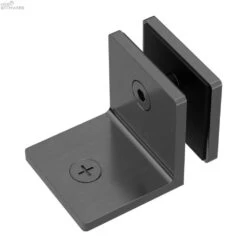 90 DEGREE GLASS TO WALL BRACKET 10MM GLASS -HERA Bathware Sales 90 degree glass to wall bracket 10mm glassgun metalwall bracketnero tapware 604249