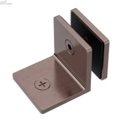 90 DEGREE GLASS TO WALL BRACKET 10MM GLASS -HERA Bathware Sales 90 degree glass to wall bracket 10mm glassgun metalwall bracketnero tapware 662894