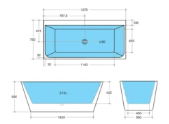 Avis Back To Wall Bathtub | Ceto -HERA Bathware Sales ABT1575