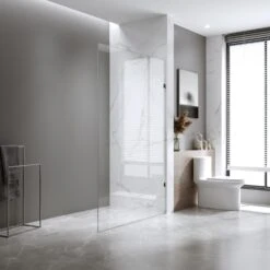 Walk In Shower Screen 2100mm High | Fully-Frameless Fixed Panels – Stella -HERA Bathware Sales FP BRACKETS DB scaled 1