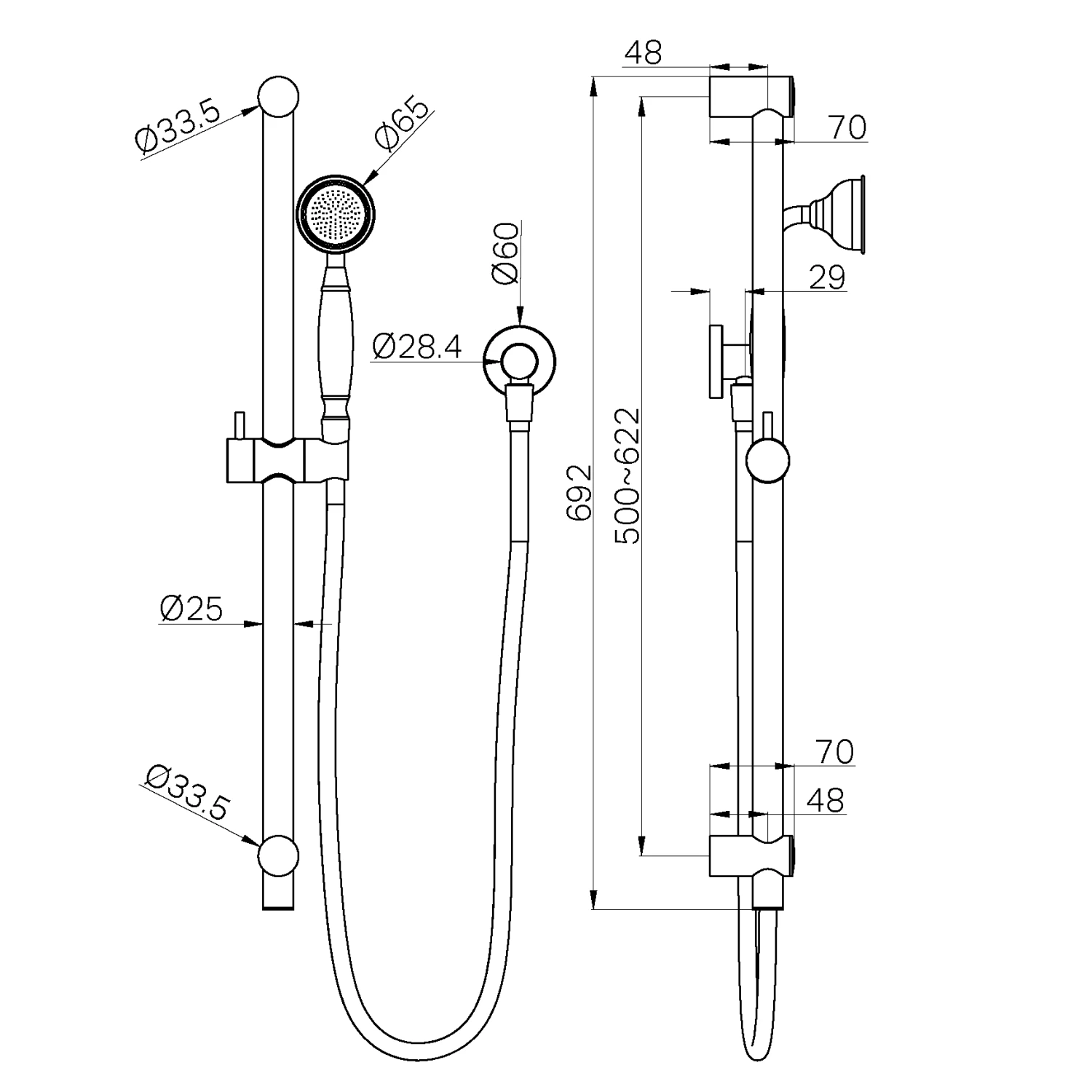 York Shower Rail With Hand Shower York Shower Rail With Hand Shower -HERA Bathware Sales NR692105A01