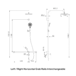 Mecca Care 32mm T-Bar Grab Rail 1100x750mm Twin Shower Set 8 Mecca Care 32mm T-Bar Grab Rail 1100x750mm Twin Shower Set -HERA Bathware Sales NRCS008 1