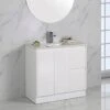 Alice Gloss White Free Standing Vanity - 900mm Drawers On LEFT -HERA Bathware Sales alice gloss white free standing vanity 900mm drawers on leftvanitiesaulic 731927