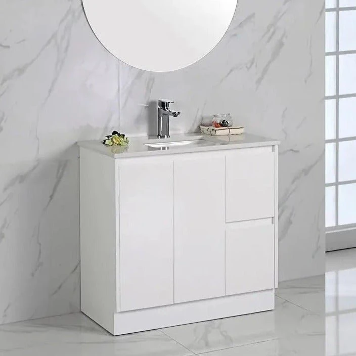 Alice Gloss White Free Standing Vanity - 900mm Drawers on RIGHT Alice Gloss White Free Standing Vanity - 900mm Drawers On RIGHT -HERA Bathware Sales alice gloss white free standing vanity 900mm drawers on rightglossy whitevanitiesaulic 318199