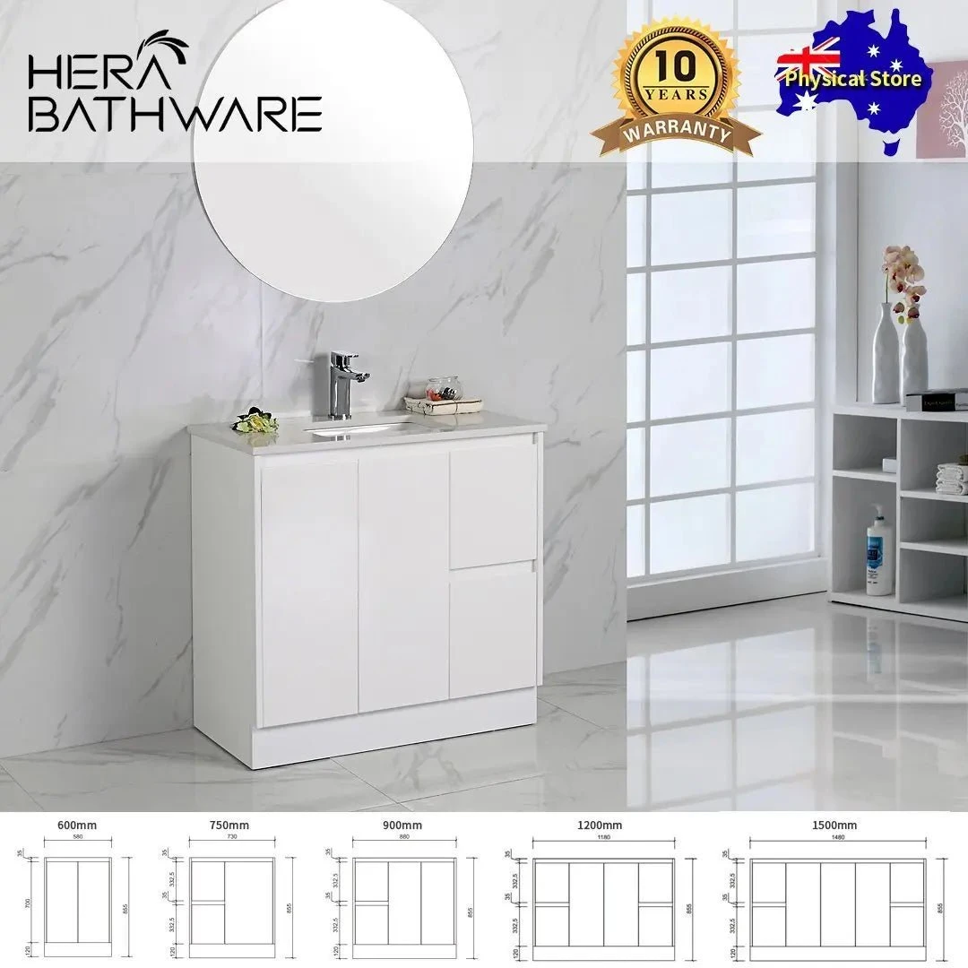 Alice Gloss White Free Standing Vanity - 900mm Drawers on RIGHT Alice Gloss White Free Standing Vanity - 900mm Drawers On RIGHT -HERA Bathware Sales alice gloss white free standing vanity 900mm drawers on rightglossy whitevanitiesaulic 464752