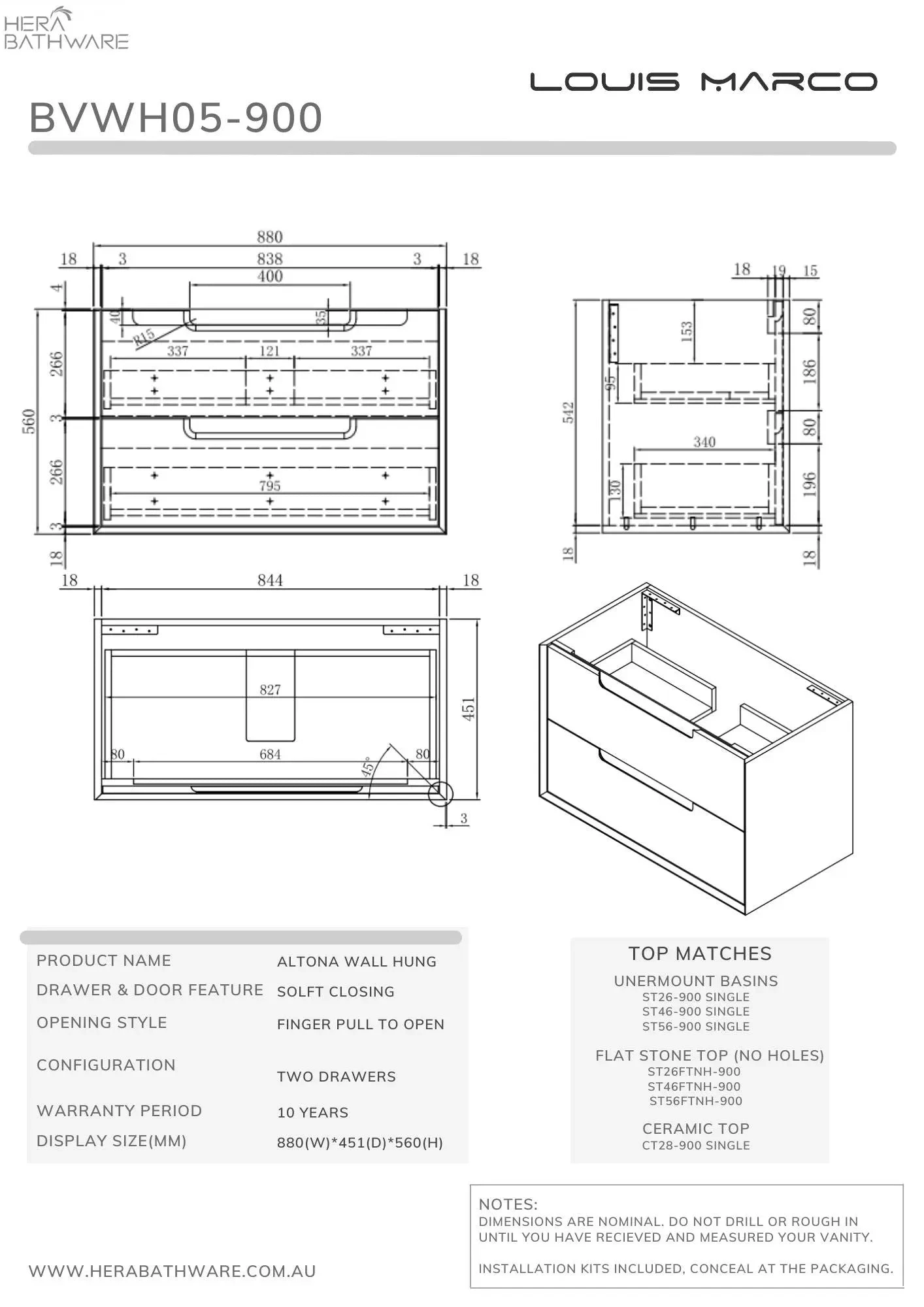 Altona Plywood Wall Hung Vanity 900mm Altona Plywood Wall Hung Vanity 900mm -HERA Bathware Sales altona plywood wall hung vanity 900mmvanities furniturelouis marco 416029