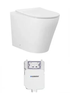 ALZANO Tornado Rimless Wall Face Toilet | Matte White | GeberitCistern Set