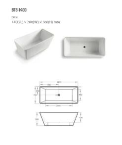 Ascoli Free Standing Bathtub -HERA Bathware Sales ascoli free standing bathtubgloss white1400mmbathtubbnk 138751