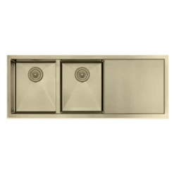 Atlas Handmade Kitchen Double Bowl With Drainer- 1114mm