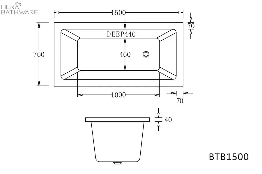 BARI Drop in Bath BARI Drop In Bath -HERA Bathware Sales bari drop in bath1500mmbathtubbest bm 800592