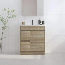 Bellay Free Standing Timber Look Vanity 750mm Drawers On Left