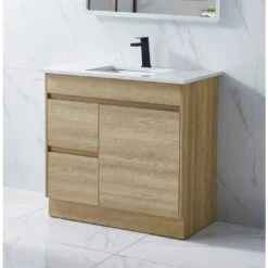 Bellay Free Standing Timber Look Vanity 900mm Drawers On Left -HERA Bathware Sales bellay free standing timber look vanity 900mm drawers on leftvanitieslouis marco 197375