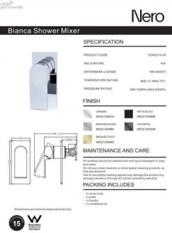 BIANCA Shower Mixer -HERA Bathware Sales bianca shower mixerbrushed bronzeshower mixernero tapware 455525