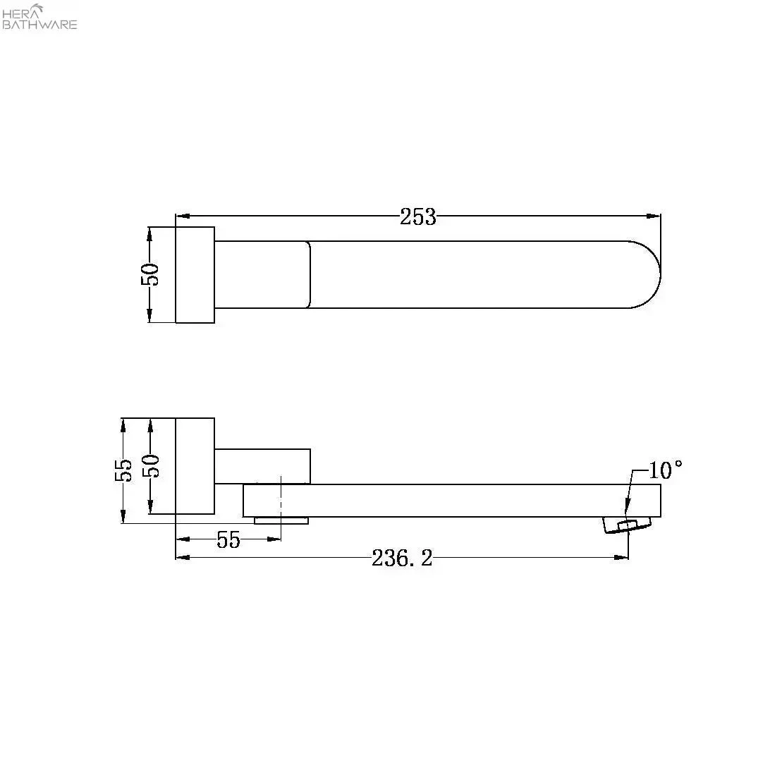 BIANCA Swivel Bath Spout BIANCA Swivel Bath Spout -HERA Bathware Sales bianca swivel bath spoutgun metalbath spoutnero tapware 583827