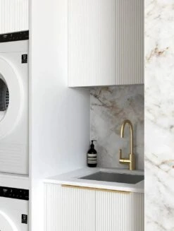 Bondi Fluted White Laundry Kit | 1305*600*2100mm -HERA Bathware Sales bondi fluted white laundry kit 13056002100mmpure white quartz top1305blaundry cabinetotti 500393