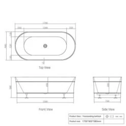 Bondi Gloss White Free Standing Bathtub -HERA Bathware Sales bondi gloss white free standing bathtubgloss white1700mmbathtubotti 959542