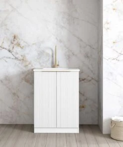 Bondi Matte White Fluted Laundry Cabinet