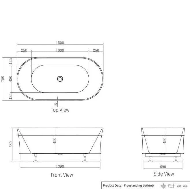Bondi Matte White Free Standing Bathtub Bondi Matte White Free Standing Bathtub -HERA Bathware Sales bondi matte white free standing bathtubmatte white1500mmbathtubotti 585022