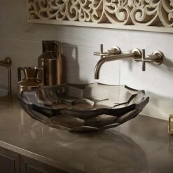 Briolette Faceted Glass Basin -HERA Bathware Sales briolette faceted glass basinduskkohler 258095