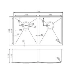 Brushed Gold 770x450x215mm 1.2mm Handmade Top/Undermount Double Bowls Kitchen Sink 7 Brushed Gold 770x450x215mm 1.2mm Handmade Top/Undermount Double Bowls Kitchen Sink -HERA Bathware Sales brushed gold 770x450x215mm 12mm handmade topundermount double bowls kitchen sinkbrushed goldkitchen sinkaquaperla 206272