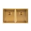 Brushed Gold 820x457x230mm 1.2mm Handmade Top/Undermount Double Bowls Kitchen Sink -HERA Bathware Sales brushed gold 820x457x230mm 12mm handmade topundermount double bowls kitchen sinkbrushed goldkitchen sinkaquaperla 732135