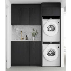 Byron Black/Natural Oak Laundry Kit | 1715*600*2100mm -HERA Bathware Sales byron blacknatural oak laundry kit 17156002100mm1715cnatural oaklaundry cabinetotti 931559
