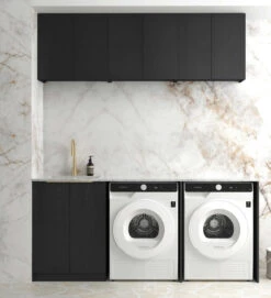 Byron/Bondi Laundry Cabinet With Stone Top And Sink| 1960*600*2100mm -HERA Bathware Sales byronbondi laundry cabinet with stone top and sink 19606002100mm1960ablack oaklaundry cabinetotti 700028
