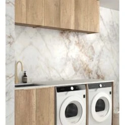 Byron/Bondi Laundry Cabinet With Stone Top And Sink| 1960*600*2100mm -HERA Bathware Sales byronbondi laundry cabinet with stone top and sink 19606002100mm1960bblack oaklaundry cabinetotti 685950